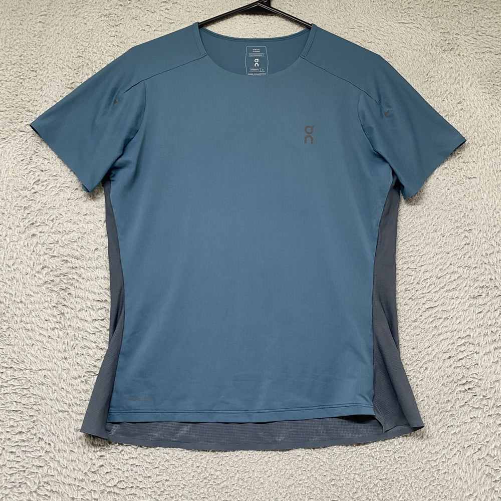 On Running Performance-T Shirt Womens Small Blue Colorblock Workout Top Gym